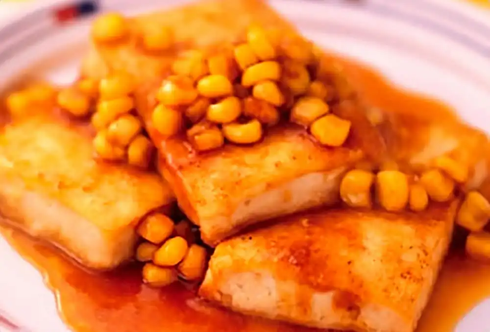 豆腐とコーンのしょうが焼き
