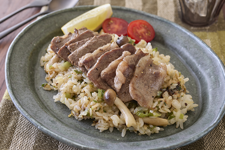 オリーブオイルで牛カルビライス