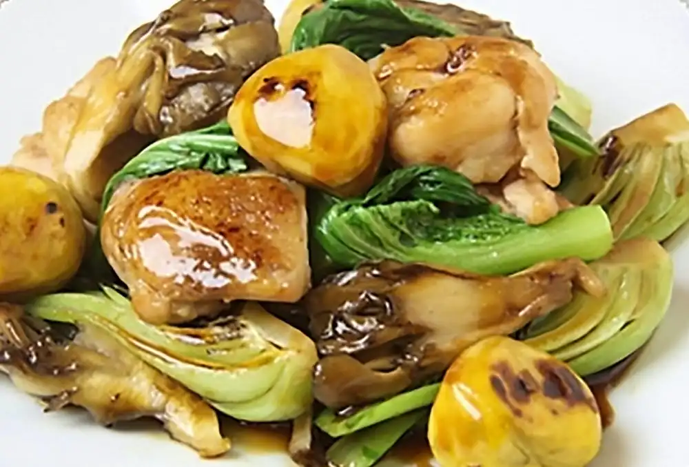栗と鶏肉の甘辛炒め