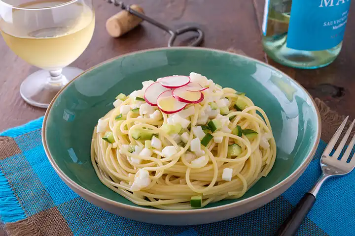 いかと帆立の冷製レモンパスタ